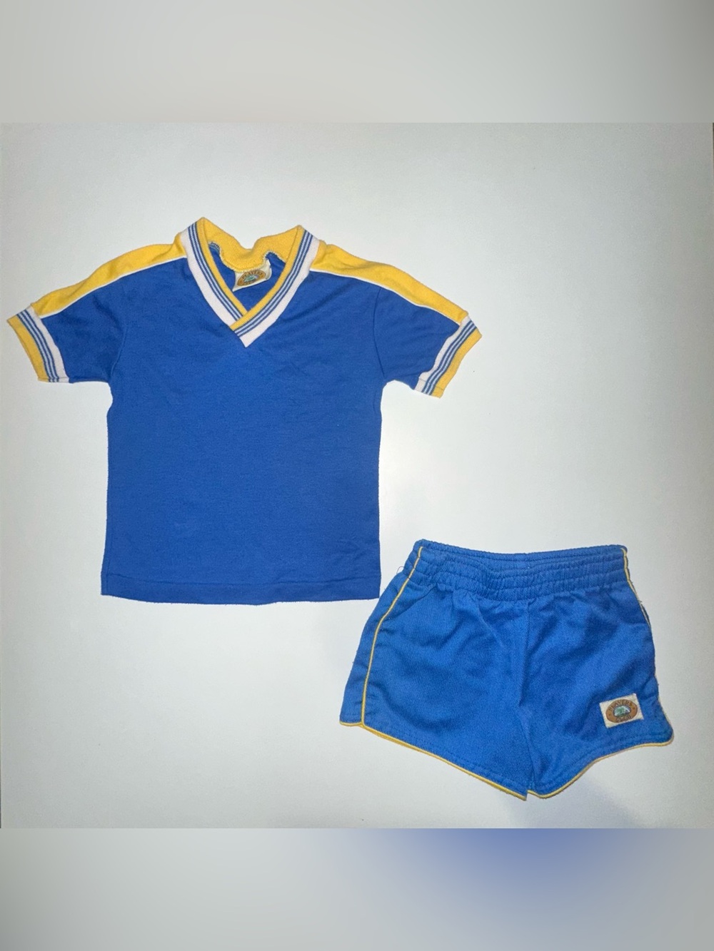Vintage Players Club Blue with Yellow Trim Matching Set. Top and Shorts. Size 4